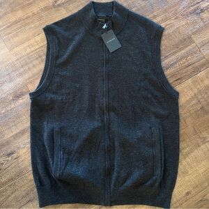 Dunning Golf Merino Wool Cashmere Full Zip Front Sweater Vest Black Size XL